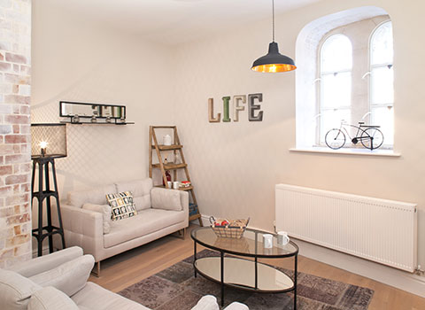 Interior Photographer - image of a lounge and kitchen area